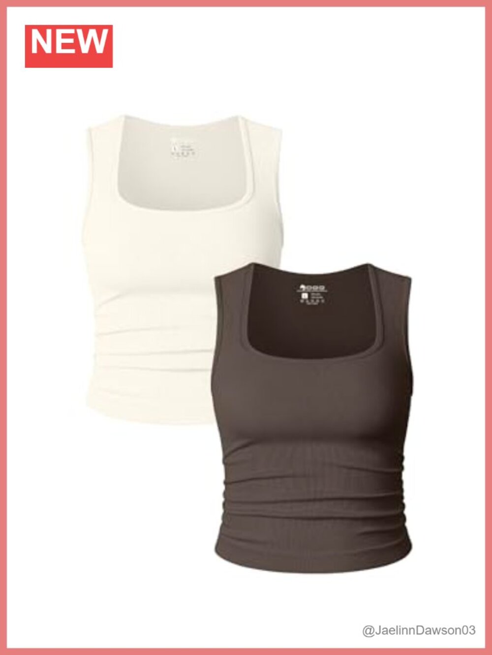 2 Piece Crop Tops Square Neck Sleeveless Slim Fit Tank Shirts